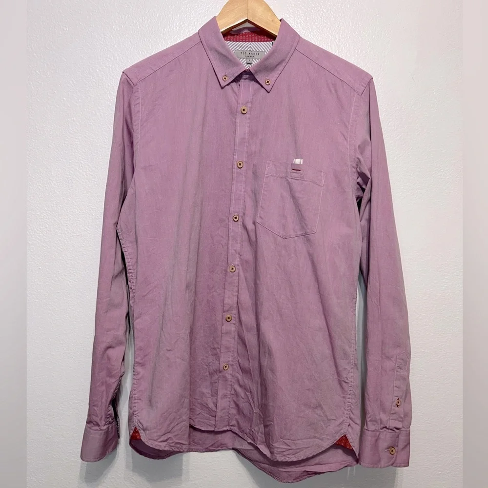 Ted Baker London Size 4 Men’s Casual Long Sleeve Button Down‎ Burgundy